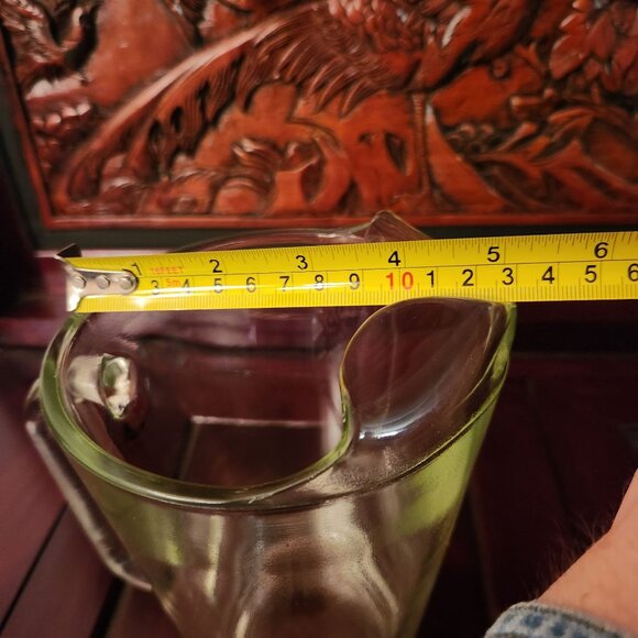 Vintage Green Glass Beer Pitcher With Handcrafted Leather Horse Design Wrap - Picture 13 of 14